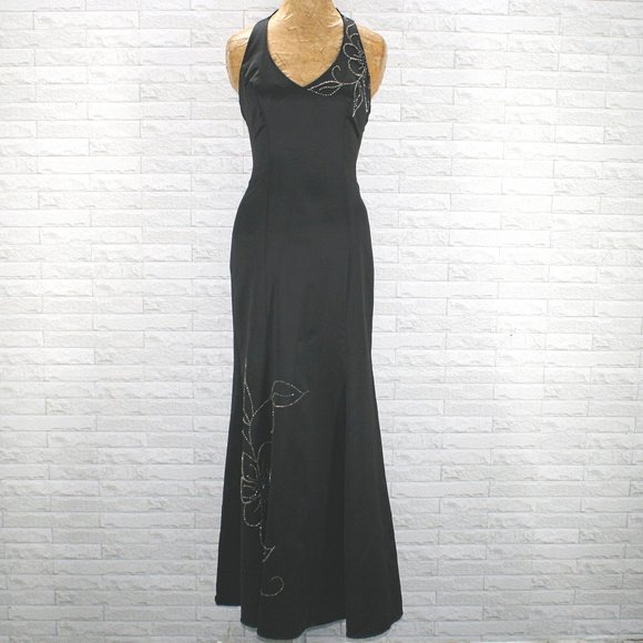 MASQUERADE Gown Formal Halter Floral Beaded Prom Homecoming Cocktail Dress 9 - Picture 1 of 16